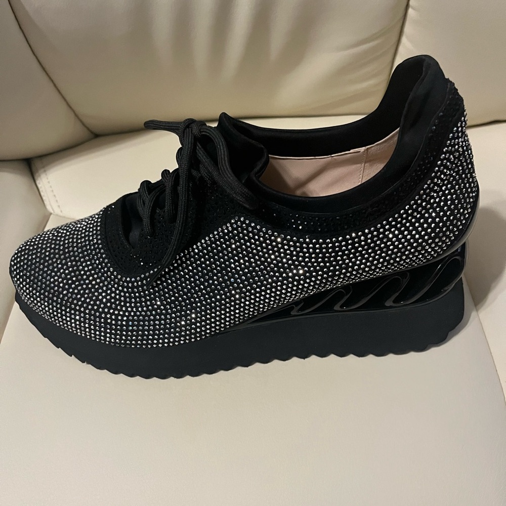 Master Of Bling Black and Silver Women's Sneakers